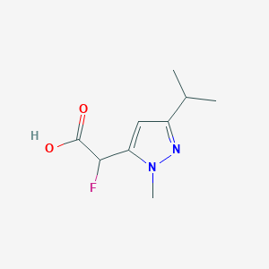 molecular formula C9H13FN2O2 B13069647 2-Fluoro-2-[1-methyl-3-(propan-2-yl)-1H-pyrazol-5-yl]acetic acid 