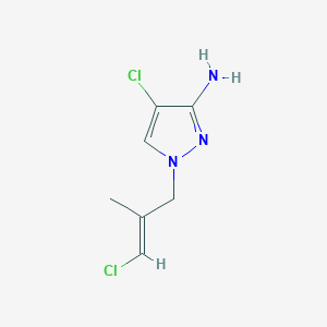 molecular formula C7H9Cl2N3 B13069674 4-Chloro-1-(3-chloro-2-methylprop-2-en-1-yl)-1H-pyrazol-3-amine 