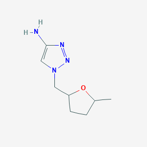 molecular formula C8H14N4O B13069695 1-[(5-Methyloxolan-2-yl)methyl]-1H-1,2,3-triazol-4-amine 