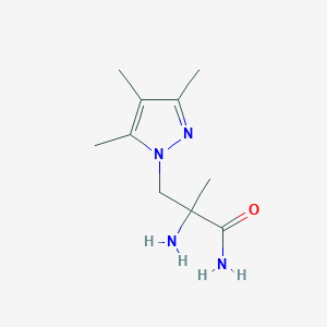 molecular formula C10H18N4O B13069726 2-Amino-2-methyl-3-(trimethyl-1H-pyrazol-1-YL)propanamide 