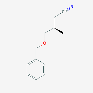 molecular formula C12H15NO B13069742 (R)-4-(benzyloxy)-3-methylbutanenitrile 