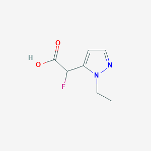 molecular formula C7H9FN2O2 B13069811 2-(1-ethyl-1H-pyrazol-5-yl)-2-fluoroacetic acid 