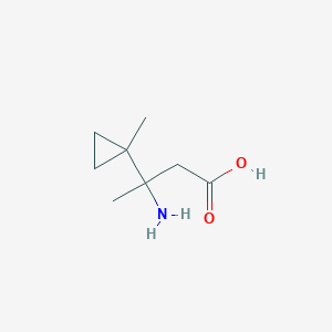 molecular formula C8H15NO2 B13069881 3-Amino-3-(1-methylcyclopropyl)butanoic acid 