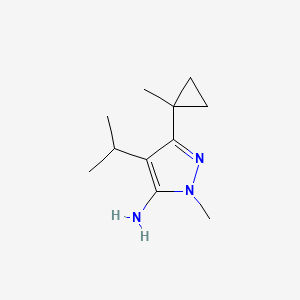 molecular formula C11H19N3 B13069930 1-Methyl-3-(1-methylcyclopropyl)-4-(propan-2-yl)-1H-pyrazol-5-amine 