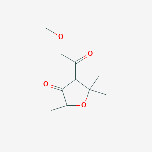 molecular formula C11H18O4 B13069976 4-(2-Methoxyacetyl)-2,2,5,5-tetramethyloxolan-3-one 