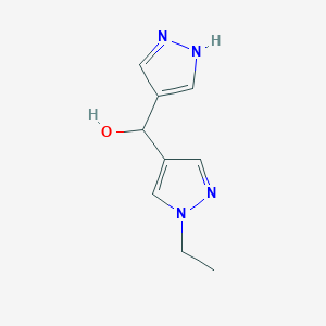 molecular formula C9H12N4O B13069996 (1-Ethyl-1H-pyrazol-4-yl)(1H-pyrazol-4-yl)methanol 