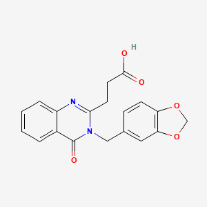 molecular formula C19H16N2O5 B13070046 3-(3-Benzo[1,3]dioxol-5-ylmethyl-4-oxo-3,4-dihydro-quinazolin-2-yl)-propionic acid 