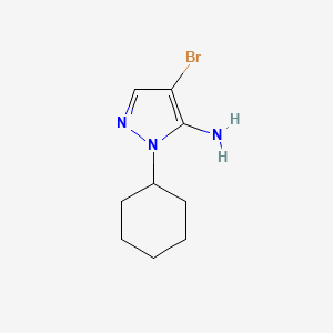 molecular formula C9H14BrN3 B13070054 4-Bromo-1-cyclohexyl-1H-pyrazol-5-amine 