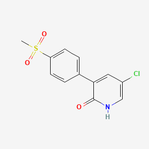 molecular formula C12H10ClNO3S B13070113 5-Chloro-3-(4-(methylsulfonyl)phenyl)pyridin-2-ol 