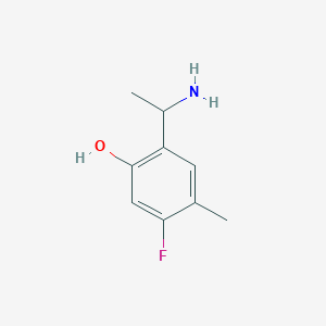 molecular formula C9H12FNO B13070127 2-(1-Aminoethyl)-5-fluoro-4-methylphenol 