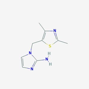 molecular formula C9H12N4S B13070205 1-[(Dimethyl-1,3-thiazol-5-yl)methyl]-1H-imidazol-2-amine 