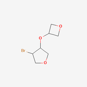 molecular formula C7H11BrO3 B13070209 3-Bromo-4-(oxetan-3-yloxy)oxolane 