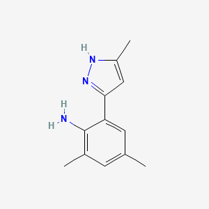 molecular formula C12H15N3 B1307023 2,4-二甲基-6-(5-甲基-2H-吡唑-3-基)-苯胺 CAS No. 1030618-76-8