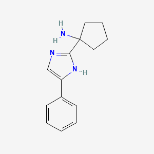 molecular formula C14H17N3 B13070296 1-(4-Phenyl-1H-imidazol-2-yl)cyclopentan-1-amine 