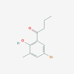 molecular formula C11H13BrO2 B13070328 1-(5-Bromo-2-hydroxy-3-methylphenyl)butan-1-one 