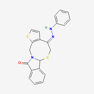 (8Z)-8-(2-phenylhydrazin-1-ylidene)-4,10-dithia-1-azatetracyclo[9.7.0.0^{3,7}.0^{12,17}]octadeca-3(7),5,12(17),13,15-pentaen-18-one