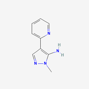 molecular formula C9H10N4 B13070407 1-Methyl-4-(pyridin-2-yl)-1H-pyrazol-5-amine CAS No. 104909-45-7