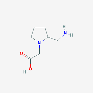 molecular formula C7H14N2O2 B13070409 2-[2-(Aminomethyl)pyrrolidin-1-yl]acetic acid 