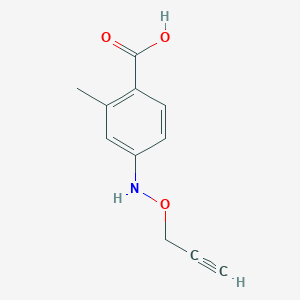 molecular formula C11H11NO3 B13070433 2-Methyl-4-[(prop-2-yn-1-yloxy)amino]benzoic acid 