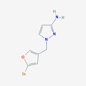 molecular formula C8H8BrN3O B13070483 1-[(5-Bromofuran-3-yl)methyl]-1H-pyrazol-3-amine 