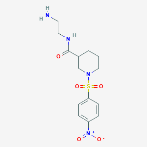 molecular formula C14H20N4O5S B13070577 N-(2-Aminoethyl)-1-(4-nitrobenzenesulfonyl)piperidine-3-carboxamide 