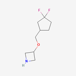 molecular formula C9H15F2NO B13070644 3-[(3,3-Difluorocyclopentyl)methoxy]azetidine 