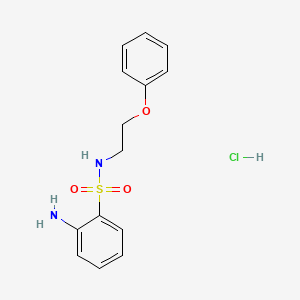 molecular formula C14H17ClN2O3S B13070714 2-amino-N-(2-phenoxyethyl)benzene-1-sulfonamidehydrochloride 