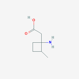 molecular formula C7H13NO2 B13070722 2-(1-Amino-2-methylcyclobutyl)acetic acid 