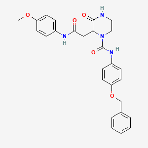 molecular formula C27H28N4O5 B13070729 N-(4-(Benzyloxy)phenyl)-2-(2-((4-methoxyphenyl)amino)-2-oxoethyl)-3-oxopiperazine-1-carboxamide 