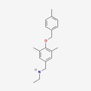 molecular formula C19H25NO B13070738 ({3,5-Dimethyl-4-[(4-methylphenyl)methoxy]phenyl}methyl)(ethyl)amine 