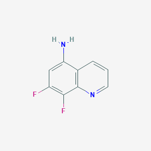 molecular formula C9H6F2N2 B13070739 7,8-Difluoroquinolin-5-amine 