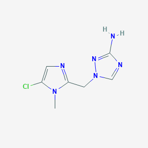 molecular formula C7H9ClN6 B13070754 1-[(5-Chloro-1-methyl-1H-imidazol-2-yl)methyl]-1H-1,2,4-triazol-3-amine 