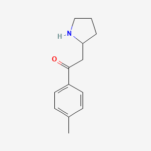 molecular formula C13H17NO B13070778 1-(4-Methylphenyl)-2-(pyrrolidin-2-YL)ethan-1-one 