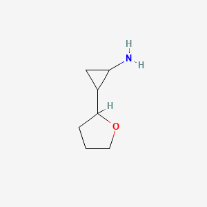 molecular formula C7H13NO B13070792 2-(Oxolan-2-yl)cyclopropan-1-amine 