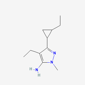 molecular formula C11H19N3 B13070826 4-Ethyl-3-(2-ethylcyclopropyl)-1-methyl-1H-pyrazol-5-amine 