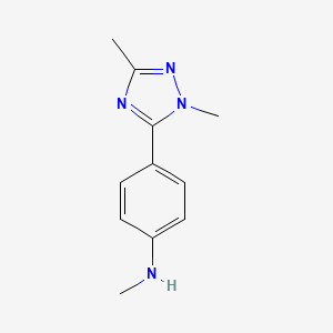 molecular formula C11H14N4 B13070867 4-(Dimethyl-1H-1,2,4-triazol-5-YL)-N-methylaniline 