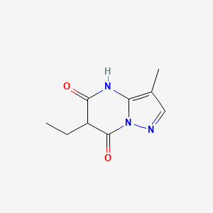 molecular formula C9H11N3O2 B13070886 6-Ethyl-3-methyl-4H,5H,6H,7H-pyrazolo[1,5-a]pyrimidine-5,7-dione 