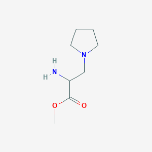 molecular formula C8H16N2O2 B13070920 Methyl 2-amino-3-(pyrrolidin-1-yl)propanoate 