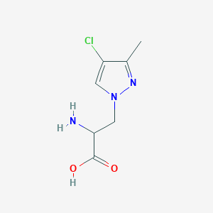 molecular formula C7H10ClN3O2 B13070975 2-amino-3-(4-chloro-3-methyl-1H-pyrazol-1-yl)propanoic acid 