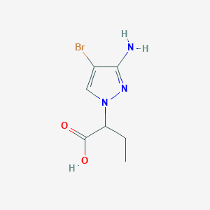 molecular formula C7H10BrN3O2 B13071039 2-(3-amino-4-bromo-1H-pyrazol-1-yl)butanoic acid 