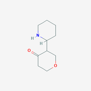 molecular formula C10H17NO2 B13071046 3-(Piperidin-2-yl)oxan-4-one 