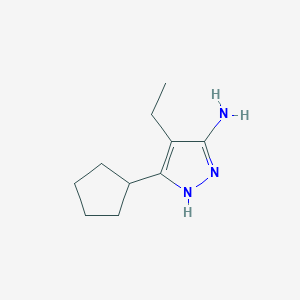 molecular formula C10H17N3 B13071058 3-Cyclopentyl-4-ethyl-1H-pyrazol-5-amine 