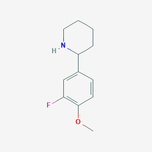 molecular formula C12H16FNO B13071072 2-(3-Fluoro-4-methoxyphenyl)piperidine 