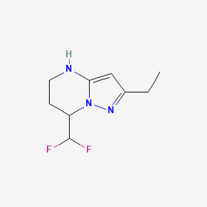 molecular formula C9H13F2N3 B13071090 7-(Difluoromethyl)-2-ethyl-4H,5H,6H,7H-pyrazolo[1,5-a]pyrimidine 