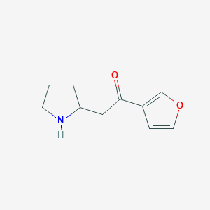 molecular formula C10H13NO2 B13071197 1-(Furan-3-yl)-2-(pyrrolidin-2-yl)ethan-1-one 