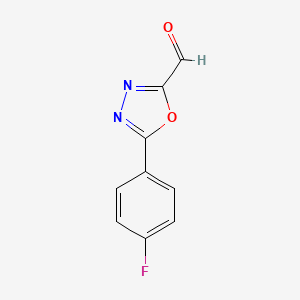 molecular formula C9H5FN2O2 B13071207 5-(4-Fluorophenyl)-1,3,4-oxadiazole-2-carbaldehyde 