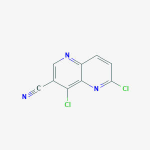 molecular formula C9H3Cl2N3 B13071263 4,6-dichloro-1,5-Naphthyridine-3-carbonitrile 