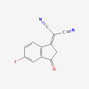 molecular formula C12H5FN2O B13071318 2-(5-Fluoro-3-oxo-2,3-dihydro-1H-inden-1-ylidene)malononitrile 