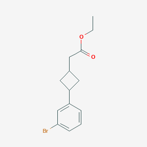 molecular formula C14H17BrO2 B13071322 Ethyl 2-(3-(3-bromophenyl)cyclobutyl)acetate 