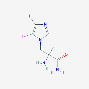 molecular formula C7H10I2N4O B13071339 2-Amino-3-(4,5-diiodo-1H-imidazol-1-yl)-2-methylpropanamide 